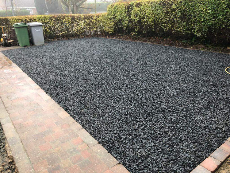 Modern gravel driveway