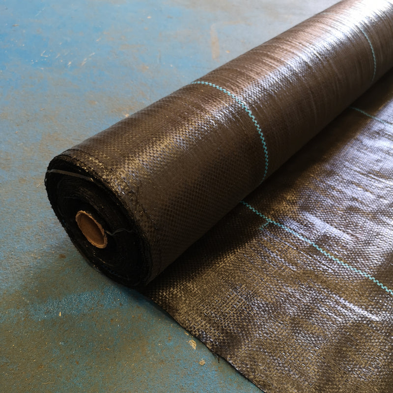 Load image into Gallery viewer, Weed suppressant membrane ground cover with blue line plastic sheet