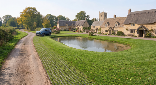 Grass Verge Reinforcement with IBRAN®-X40 gravel grids