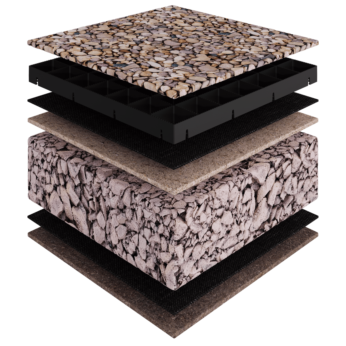 Sub base layers for gravel grids