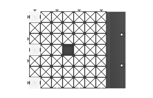 Assembly of IBRAN-B bay markers pushed into IBRAN-X gravel grids, connected to IBRAN-V gravel grid ramps