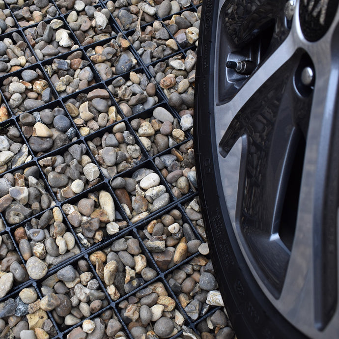 IBRAN-X Gravel Grids are Interlocking plastic gravel mats for driveways and car parking